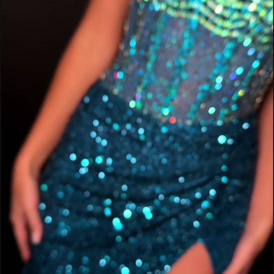 Ashley Lauren 11830 Size 14 Peacock Corset Prom Dress Pageant Gown