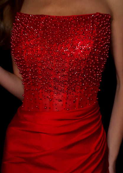 ASHLEYlauren 4923 Size 8 Red Pearl Homecoming Dress Corset