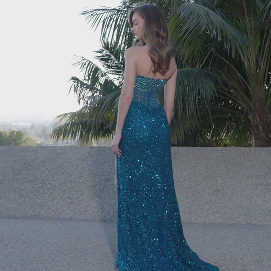 Ashley Lauren 11830 Size 14 Peacock Corset Prom Dress Pageant Gown
