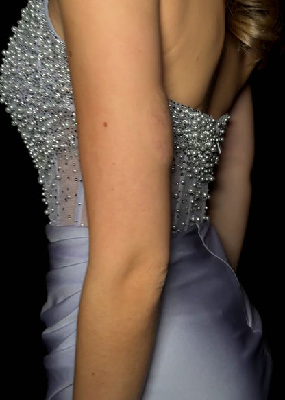 Ashley Lauren 4923 Pearl Crystal Corset Homecoming Dress