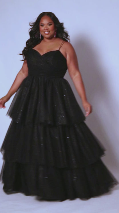 Sydneys Closet SC7392 Long Prom Dress Plus Size Ballgown Sparkle Tulle Pageant Formal Gown