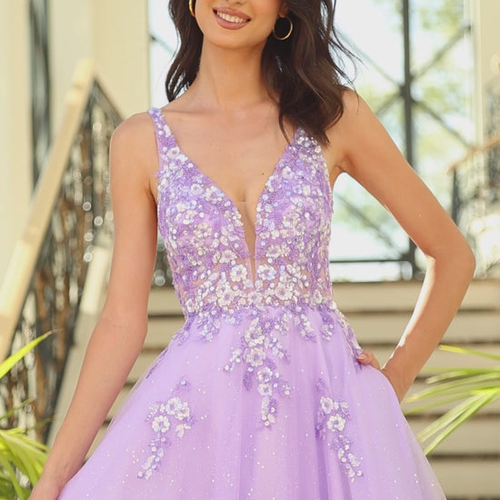 Elevate your formal look with the Amarra 88744 Long Shimmer Ballgown. This stunning dress features intricate sheer sequin detailing and a ruffled tulle A-line skirt that exudes elegance. Perfect for prom or any special occasion, this dress will make you stand out in style. Behold the exquisite prom dress that embodies a floral fantasy and stands as a true work of art.