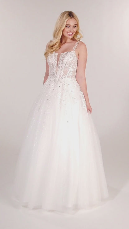 Ellie Wilde EW120014 Lace Shimmer Ballgown Prom Dress