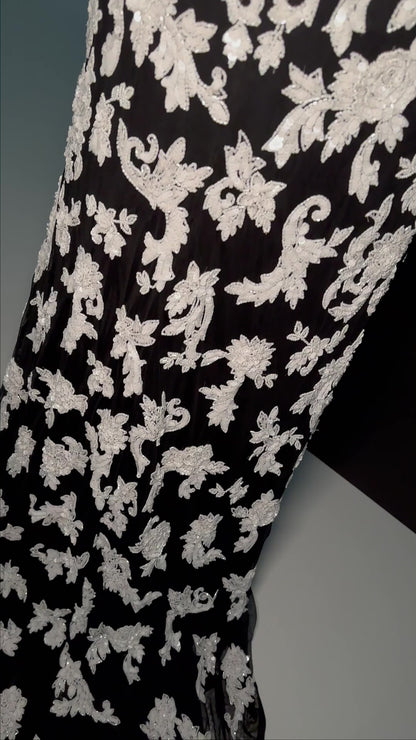 Ashley Lauren 11585 Long Prom Dress Beaded Strapless Detachable Taffeta Puff Sleeves Formal Pageant Gown