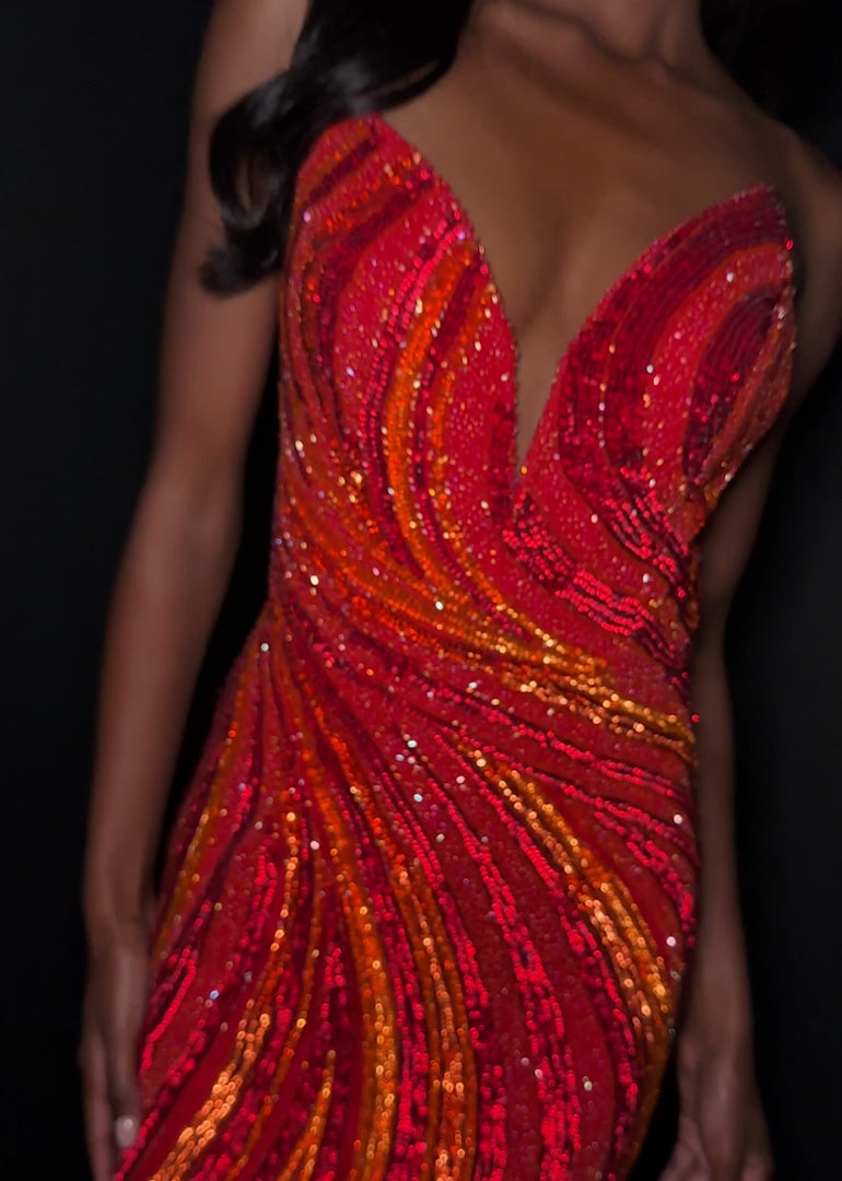 Elevate your evening with the Ashley Lauren 4932, a short fitted cocktail gown designed to captivate. This formal dress features intricate beading and shimmering sequins that catch the light beautifully, complemented by a flattering V-neckline. Perfect for homecoming or any special occasion, it offers a sophisticated silhouette that enhances your natural elegance.&nbsp;Sparkle with confidence in the ASHLEYlauren 4932 mini dress, featuring a strapless sweetheart neckline and full bead embellishments in a swi