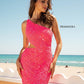 Primavera-Couture-3504-HOT-PINK-COCKTAIL-DRESS-FRONT-BEADED-SEQUINS-ONE-SHOULDER-CUT-OUT