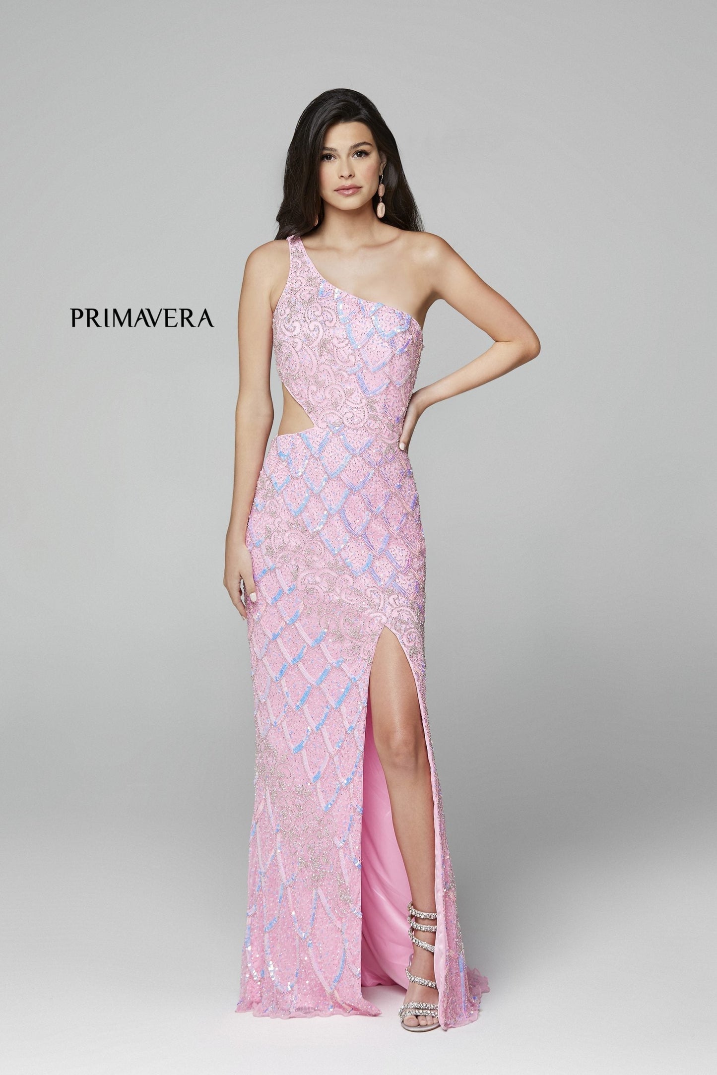 Primavera Couture 3729 Prom Dress One Shoulder Iridescent