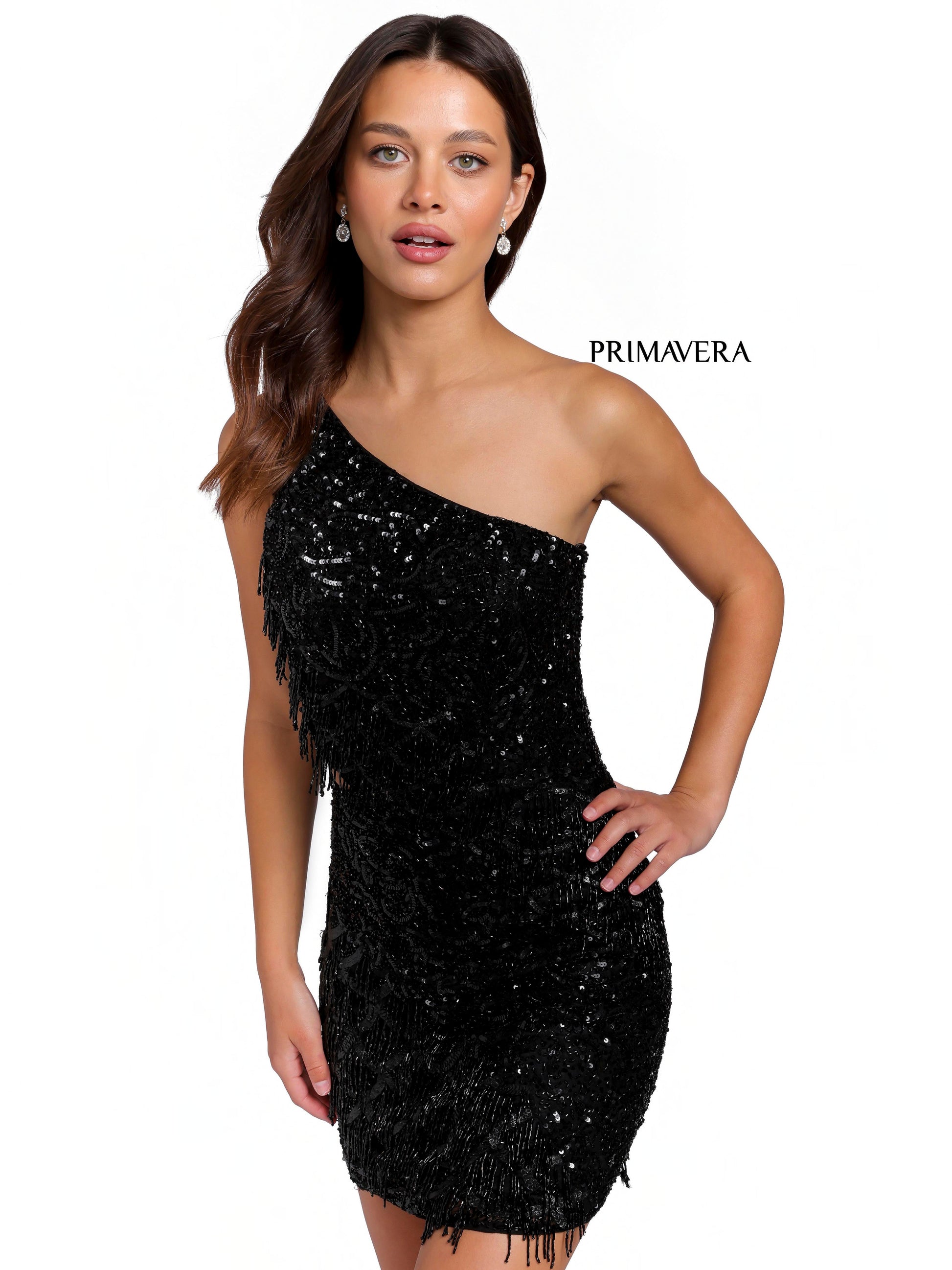 Primavera Couture 3836 Short Homecoming Dress Fitted Sequin Cocktail Dress