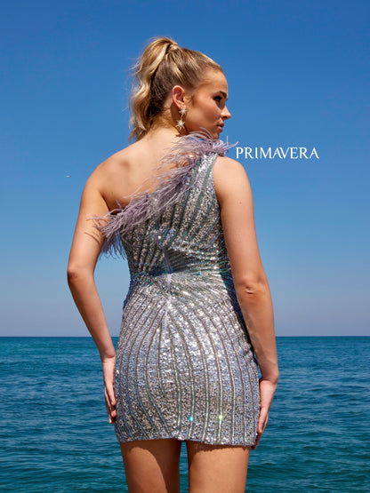 Primavera Couture 4002 Feather Trimmed Cocktail Dress One