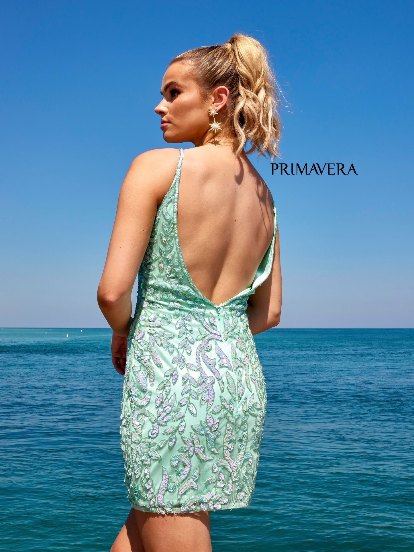 Primavera Couture 4013 V-Neck Sequin Embellished With Beads