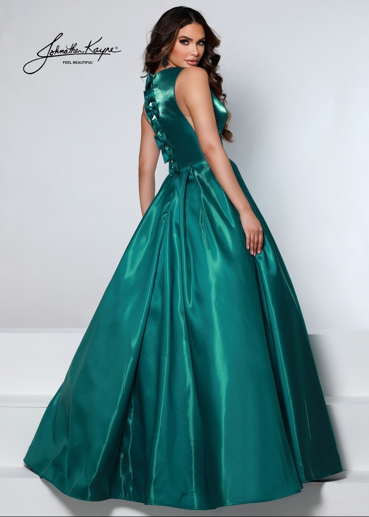 Johnathan Kayne 2550 Size 4 Royal A-Line Ballgown Satin Plunging Neckline Side Cut Outs Bows In Back Prom Gown Johnathan Kayne 2550 Size 4 Royal A-Line Ballgown Satin Plunging Neckline Side Cut Outs Bows In Back Prom Gown