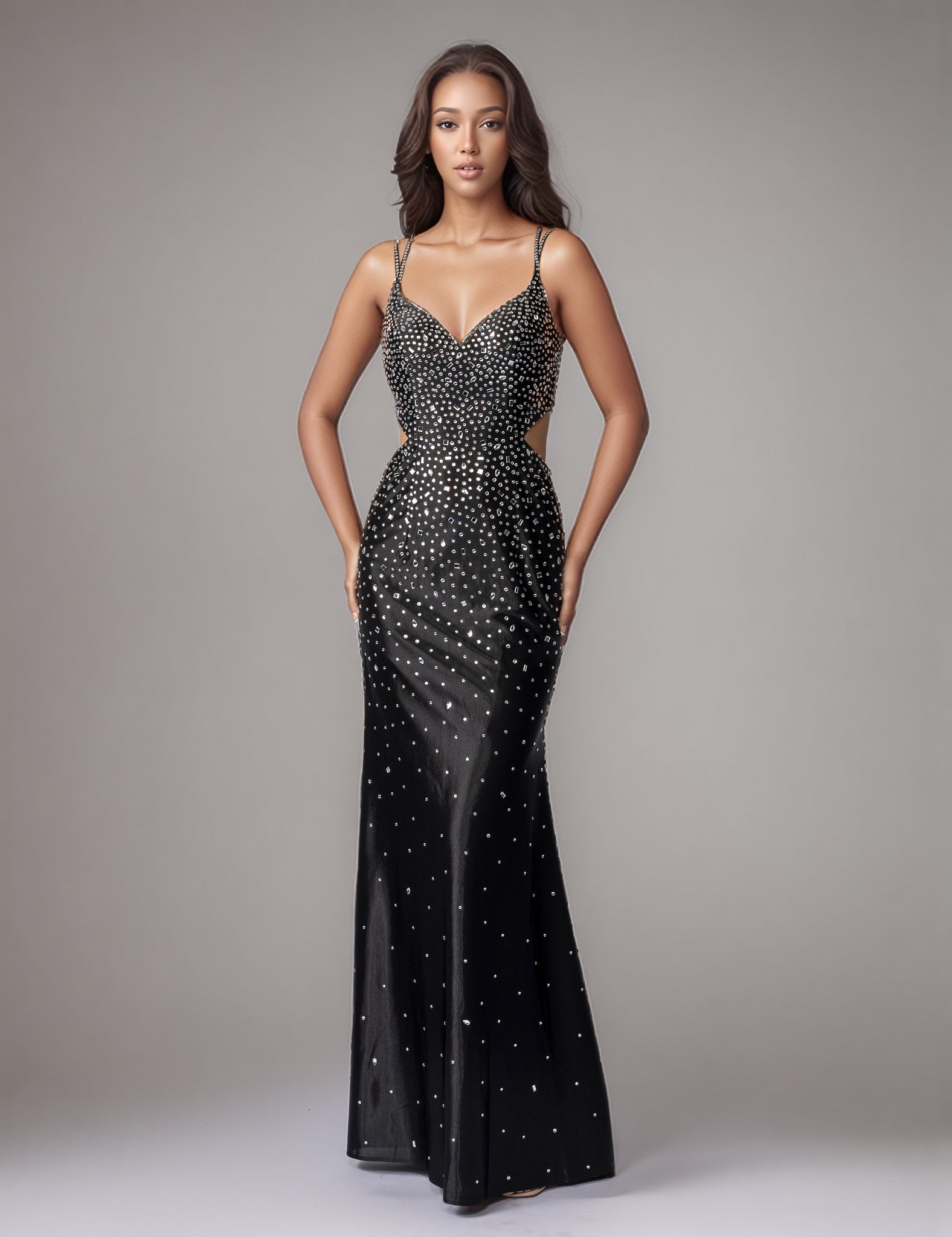 Nina Canacci 1611 Size 0,4 TEAL Cut Glass Prom Dress Backless