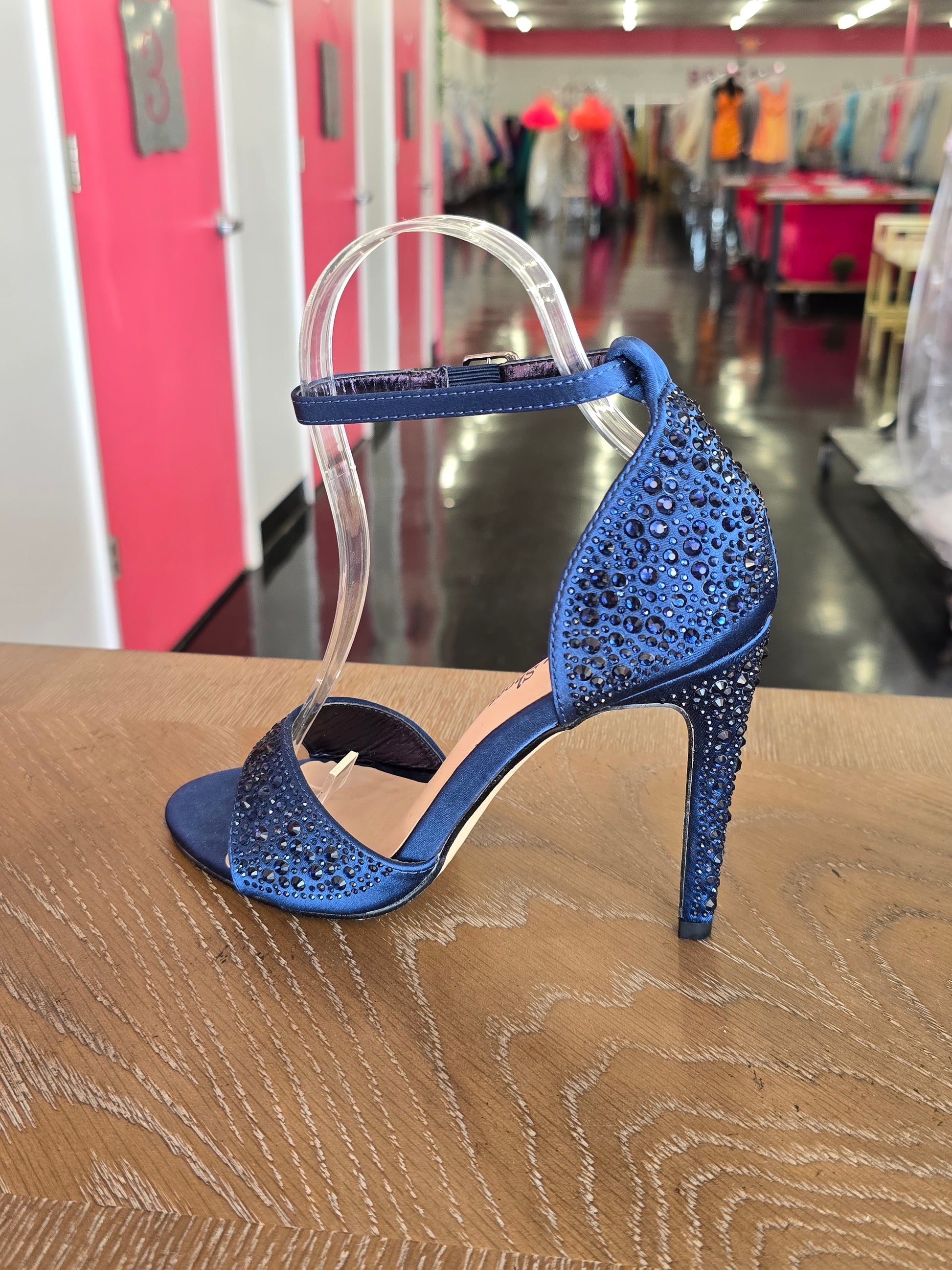 Carley Navy Shoes High Heel Bow Formal Prom Evening Wear Formal