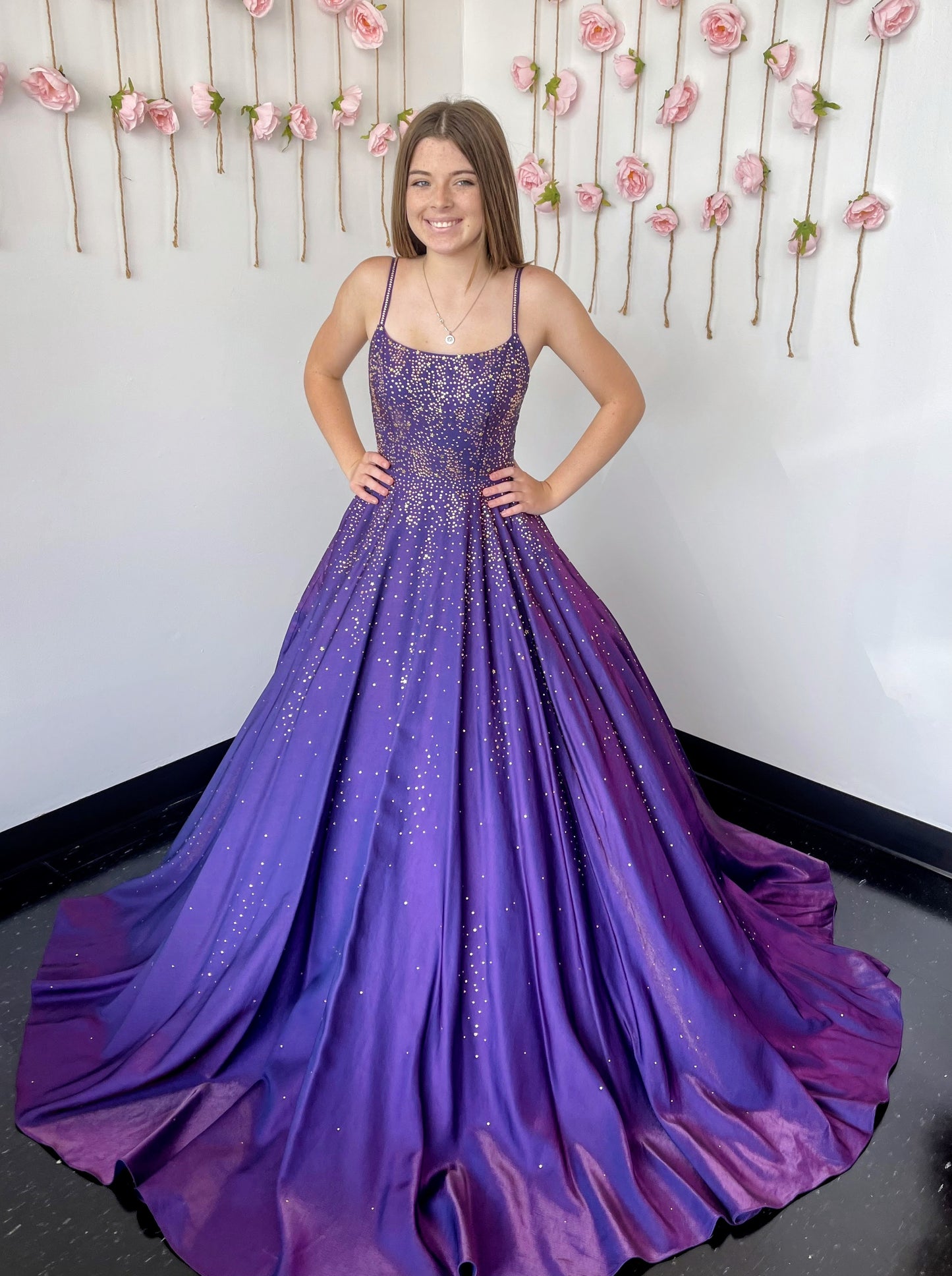 Amarra 87292 shimmer satin ballgown corset size 2 purple