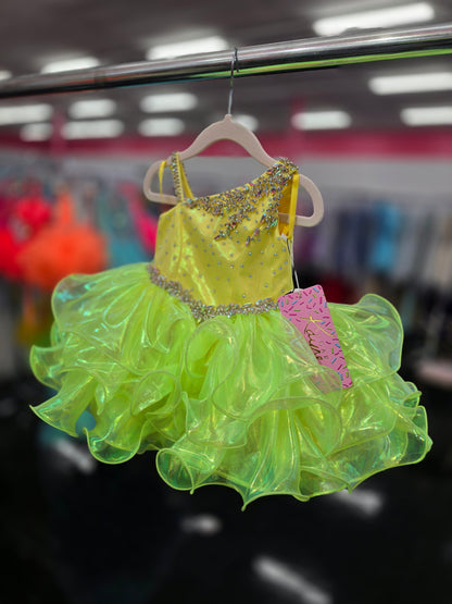 Sugar Kayne C214 12 Months Lemon Lime Cupcake Girls Pageant Dress