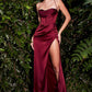 Ladivine 7483 Corset Evening Bridesmaids Dress Ruched Long Fitted Skirt with Slit