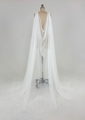Ashley Lauren 1868 flowy chiffon cape pageant wear double shoulder one piece