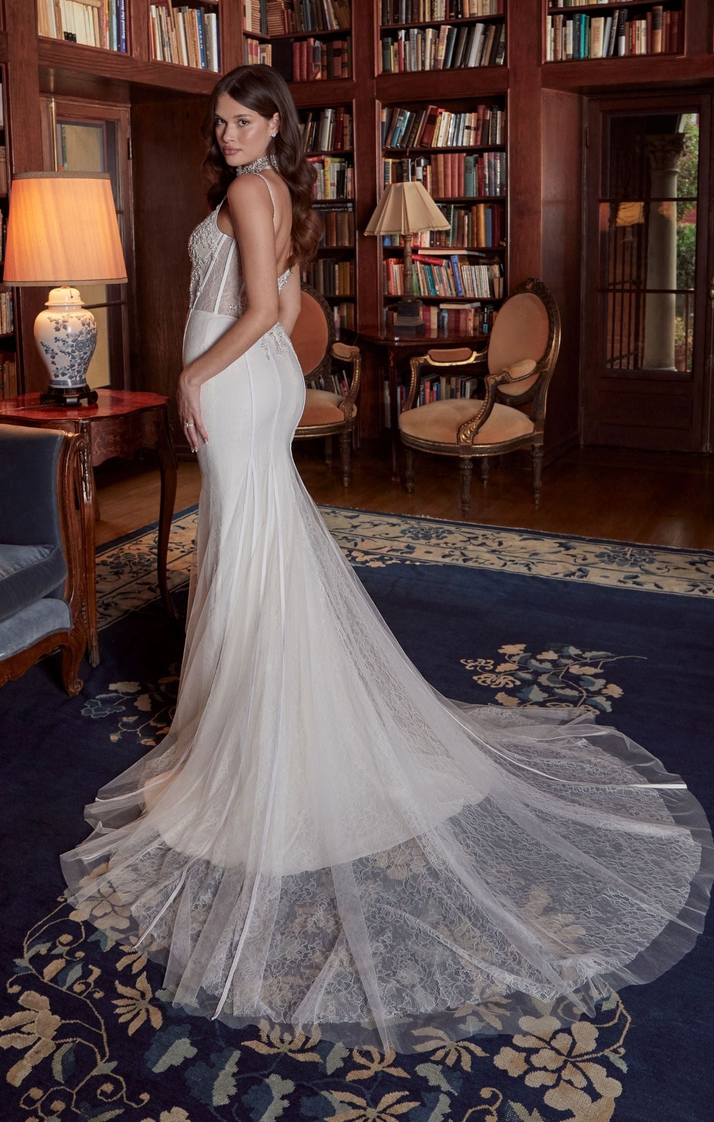 Casablanca Bridal 2542 Chanel Fit And Flare Sheer Corset Crystal Embellished Sweetheart Neckline Spaghetti Strap Wedding Gown 24 / SDNIS Casablanca Bridal 2542 Chanel Fit And Flare Sheer Corset Crystal Embellished Sweetheart Neckline Spaghetti Strap Wedding Gown 24 / SDNIS