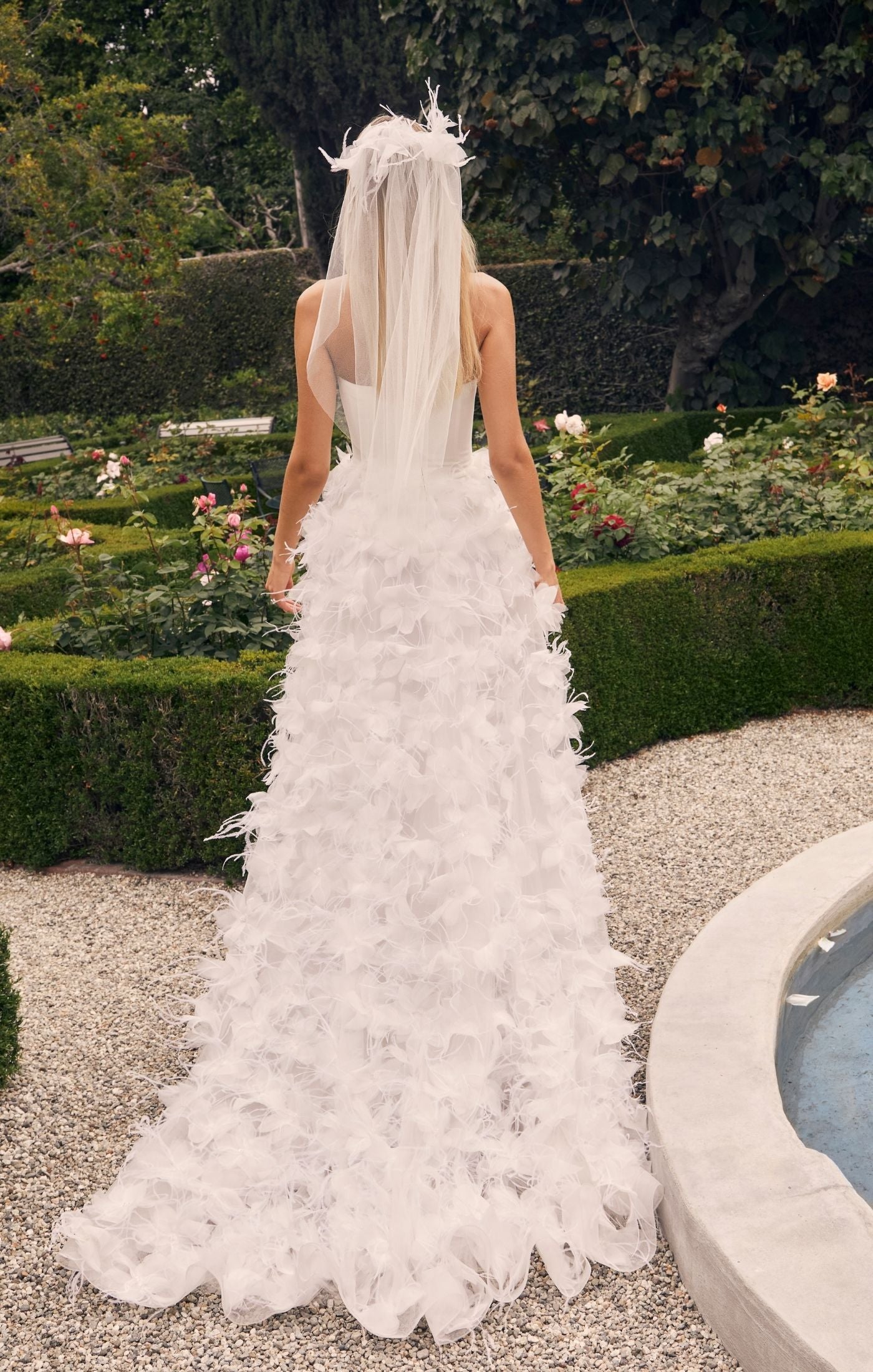 Casablanca Bridal 2545 Bijou A-Line Feather Skirt Slit Strapless 3D Floral Appliques Wedding Gown 2 / I/I