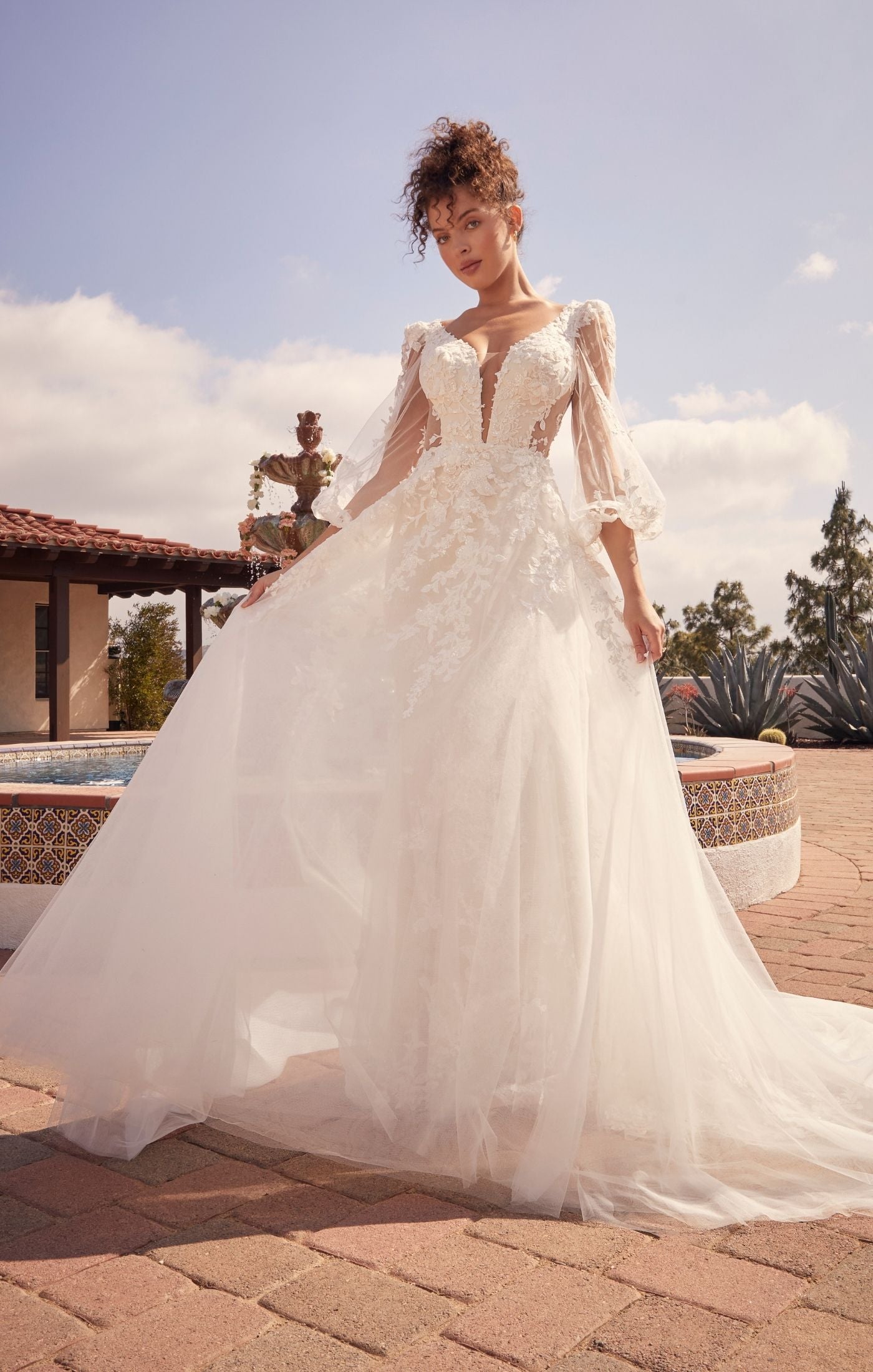 Casablanca Bridal Beloved BL434 Size 10 Wedding Dress Mermaid Sheer Long Sleeve Lace Bridal