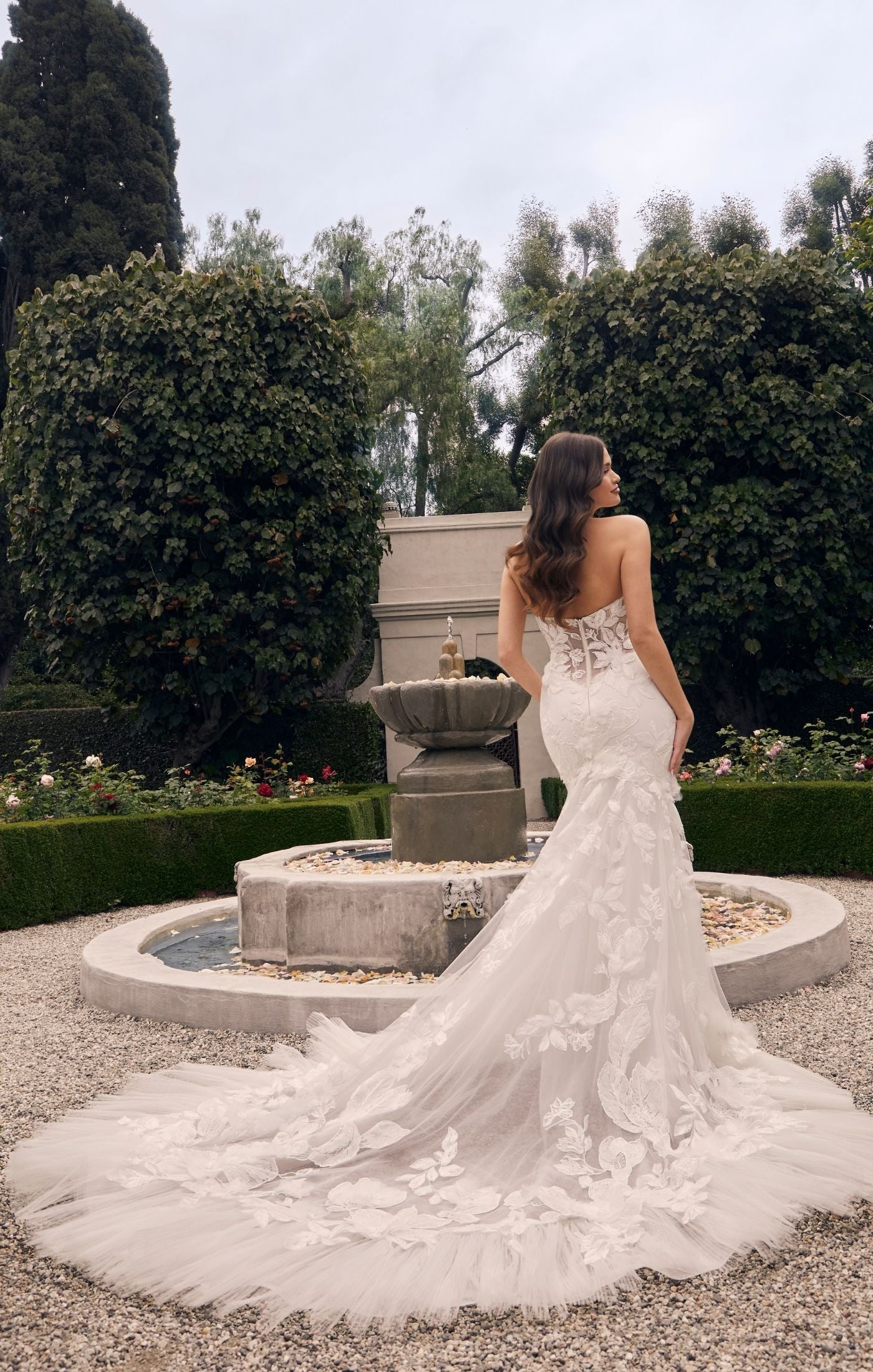 Casablanca Bridal 2552 Patrice Fit And Flare Strapless Sweetheart Neckline Floral Tulle Corset Train Wedding Dress 32 / INI