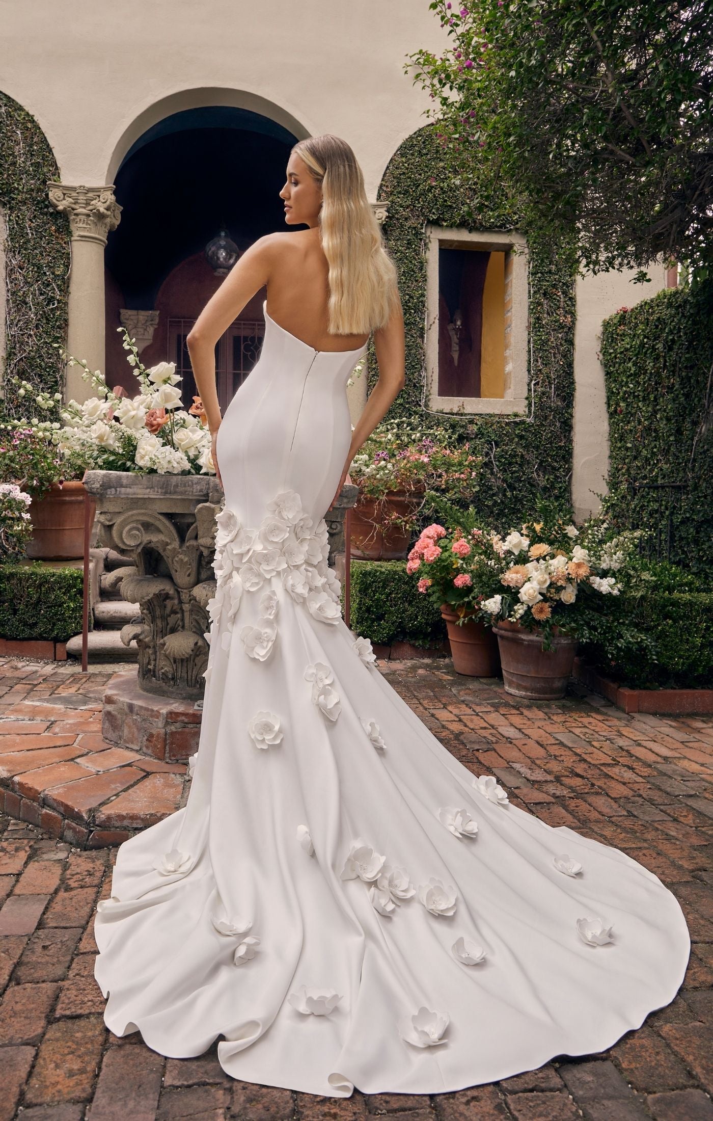 Casablance Bridal 2539 Fernande Mermaid Satin Strapless Sweetheart Neckline Train 3D Floral Appliques Wedding Gown 28 / IIS Casablance Bridal 2539 Fernande Mermaid Satin Strapless Sweetheart Neckline Train 3D Floral Appliques Wedding Gown 28 / IIS