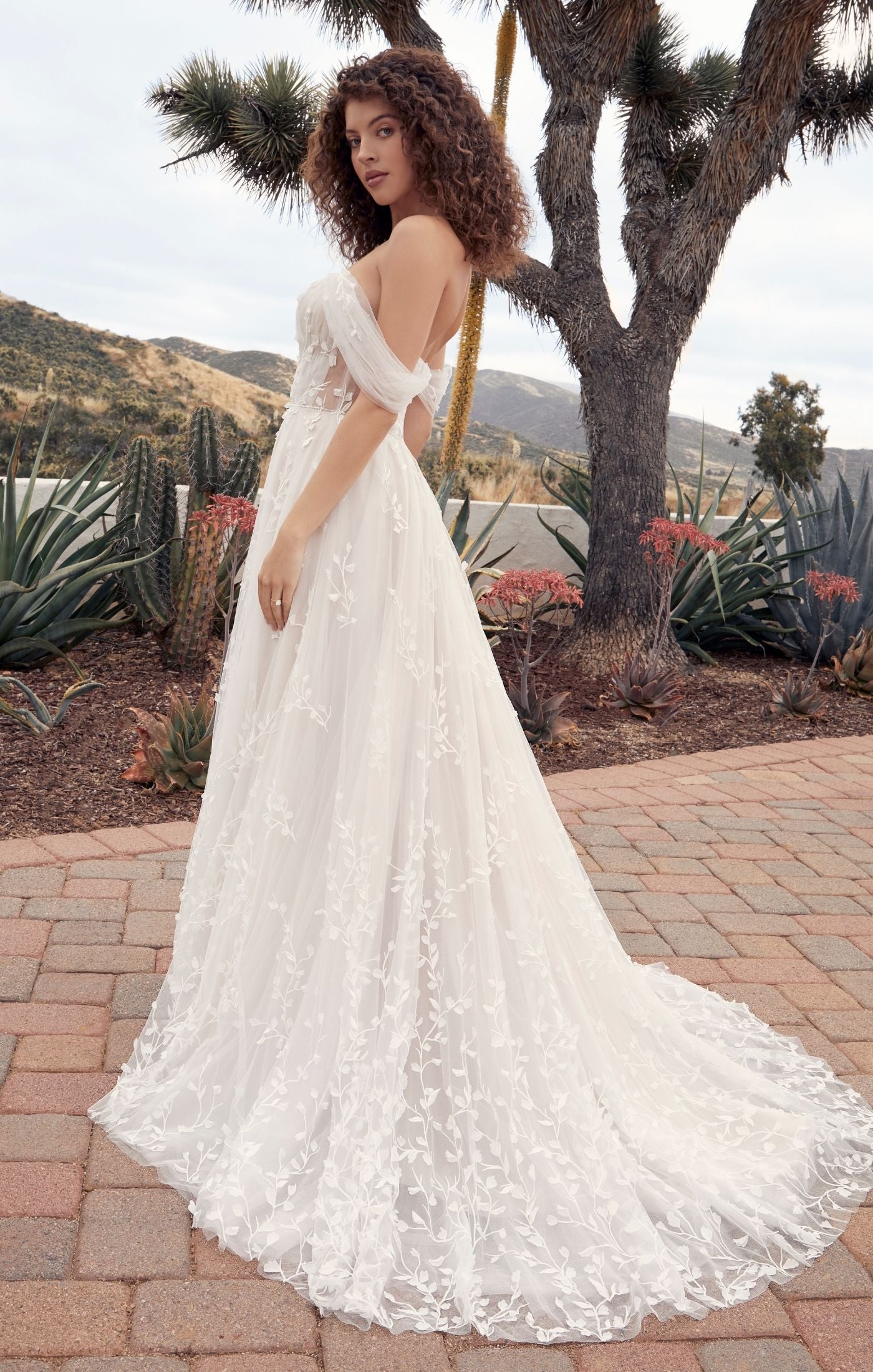 Beloved by Casablanca Bridal BL428 Calico A-Line Wedding Dress Off The Shoulder Sweetheart Neckline Tulle Train Wedding Gown 24 / WWW
