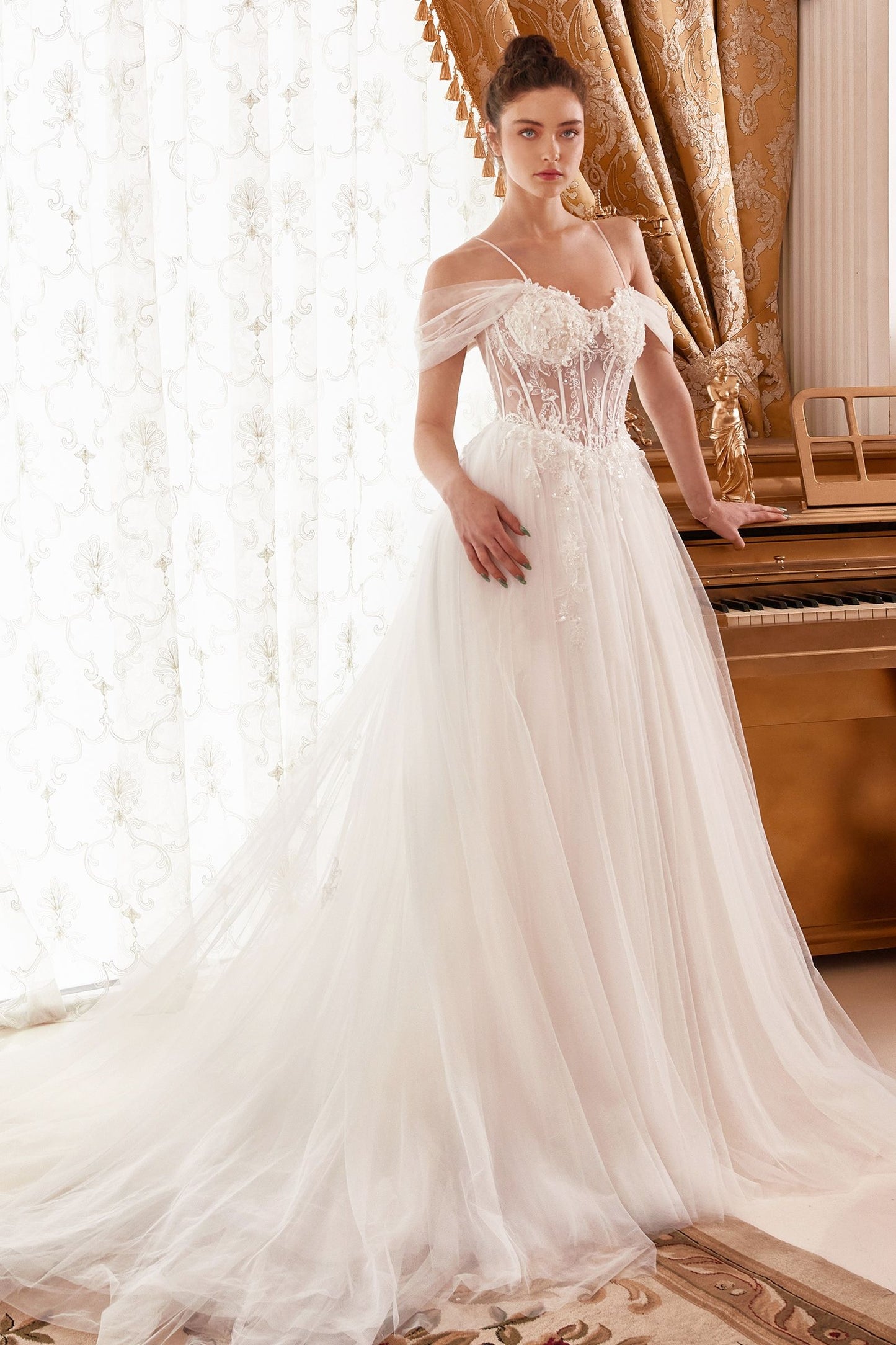 Ladivine WN307 Off-Shoulder Tulle Ball Gown Wedding Dress Online Fast Shipping USA & Canada | Marlas Fashions Ladivine WN307 Off-Shoulder Tulle Ball Gown Wedding Dress Online Fast Shipping USA & Canada | Marlas Fashions