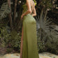 Ladivine 7483 Corset Evening Bridesmaids Dress Ruched Long Fitted Skirt with Slit