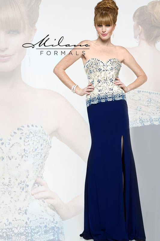 Milano Formals E1850 Navy Size 0 Prom Dress Pageant Gown