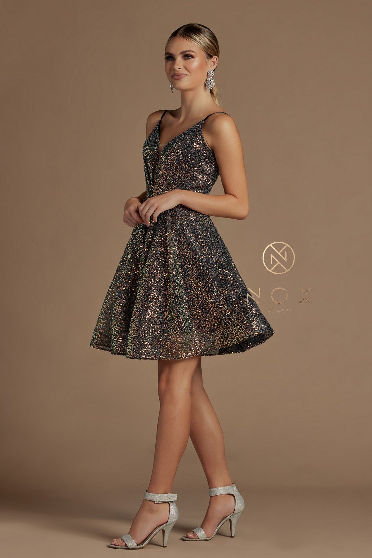 Nox Anabel R703 Size 2 Lilac Cocktail Dress Sequin A Line