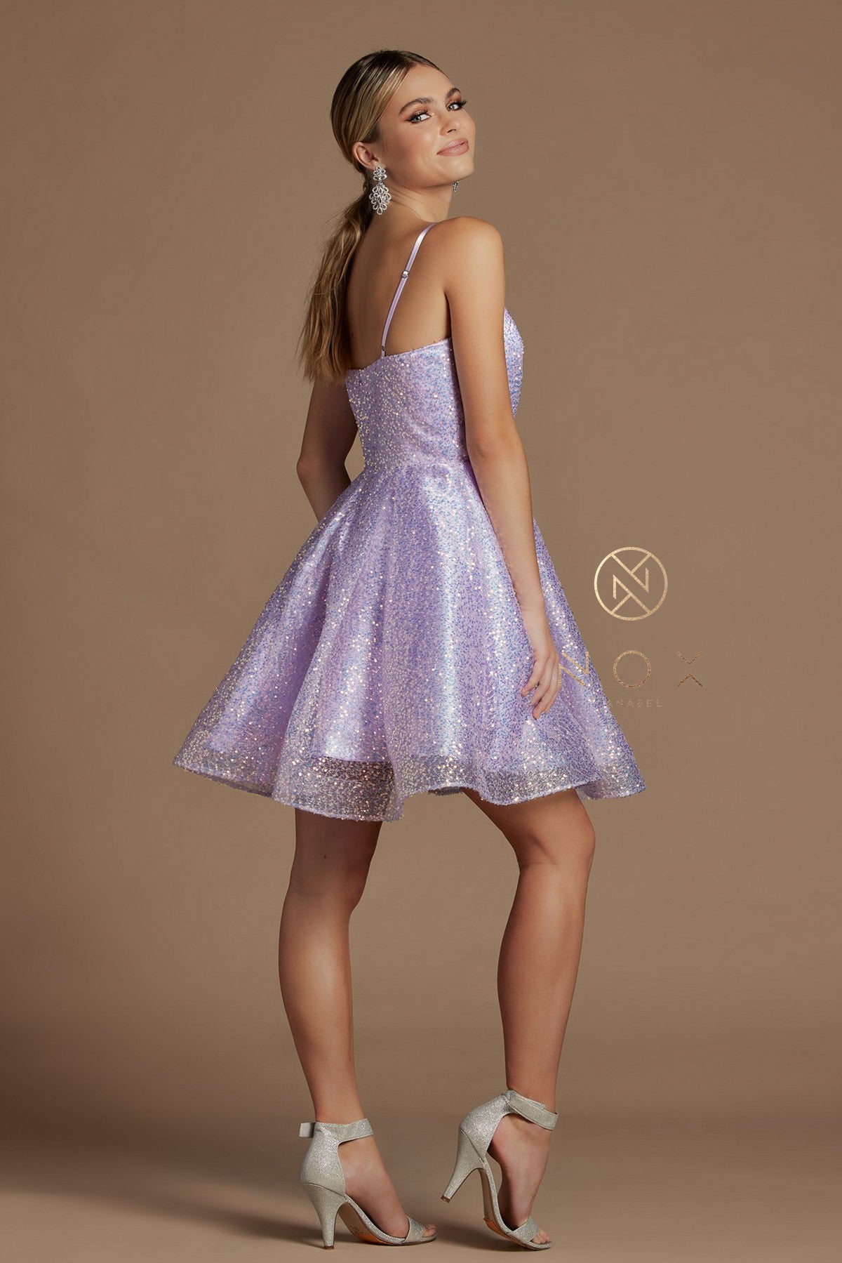 Nox Anabel R703 Size 2 Lilac/Multi Short Fit & Flare Sequin Formal Cocktails Dress V Neck Gown Nox Anabel R703 Size 2 Lilac/Multi Short Fit & Flare Sequin Formal Cocktails Dress V Neck Gown
