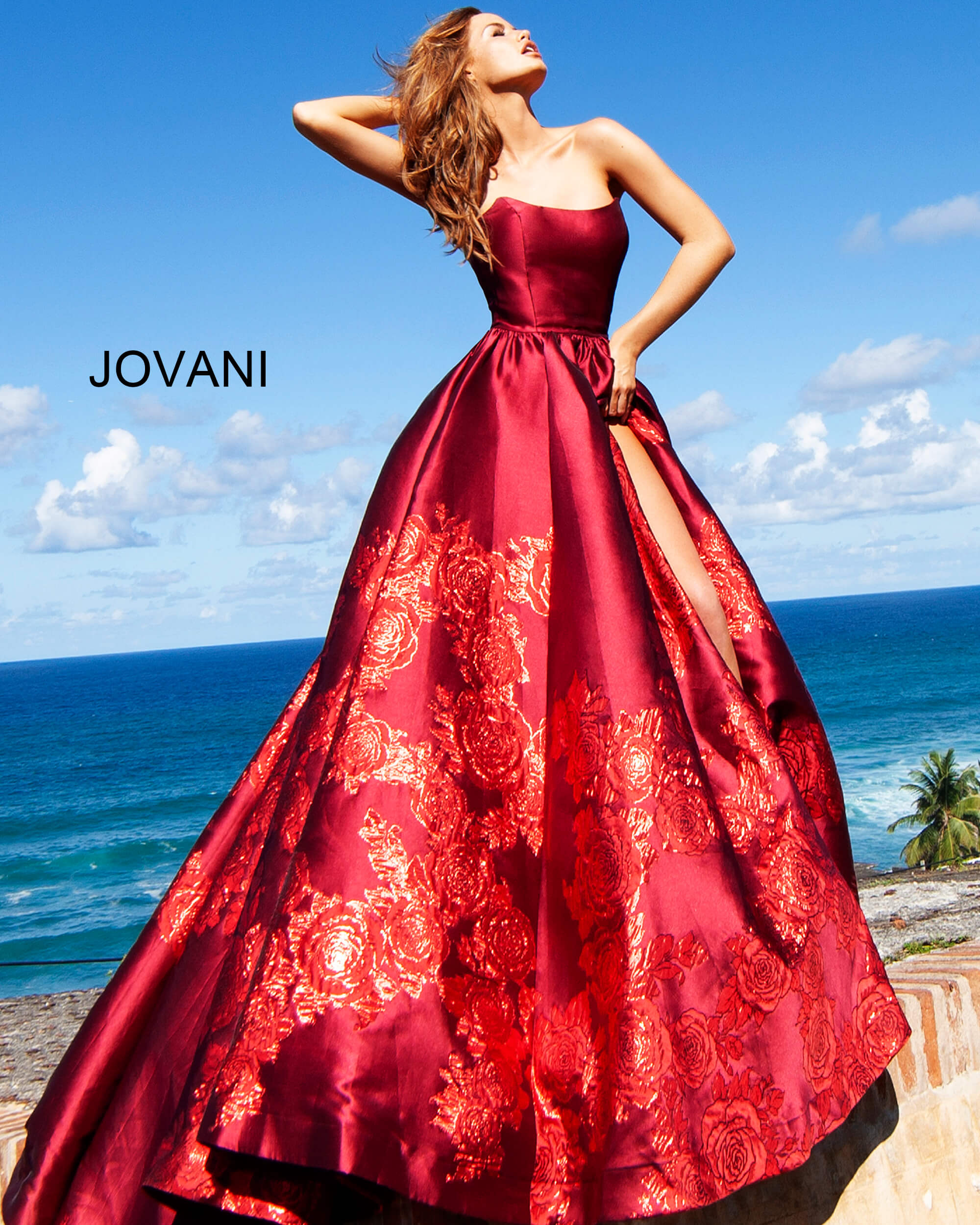Romantic Asymmetric Floral Lace Destination Wedding Dress | Brydealo
