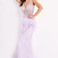 Jovani 03023 is a Long Feather Prom Dress, Pageant Gown, Wedding Dress & Formal Evening Wear Gown.  The Sheer embellished bodice features a plunging v neckline with beading & crystal accents cascading through a feather embellished skirt. Very stunning and unique wedding dress! 