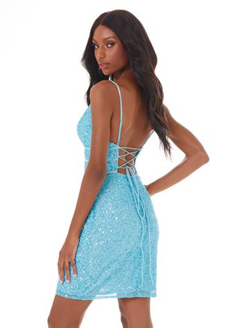 Ashley Lauren 4407 Beaded sequins short homecoming cocktail dress with v neckline   Available colors:  Iridescent blue, Pink, Iridescent purple, Nebula Green, Sky blue, Black   Available sizes:  0-20  Stunning fully beaded cocktail dress featuring a V-Neckline, ladder detail waistband, lace up back and fitted skirt.  Fully Beaded V-Neckline Fitted Adjustable Straps