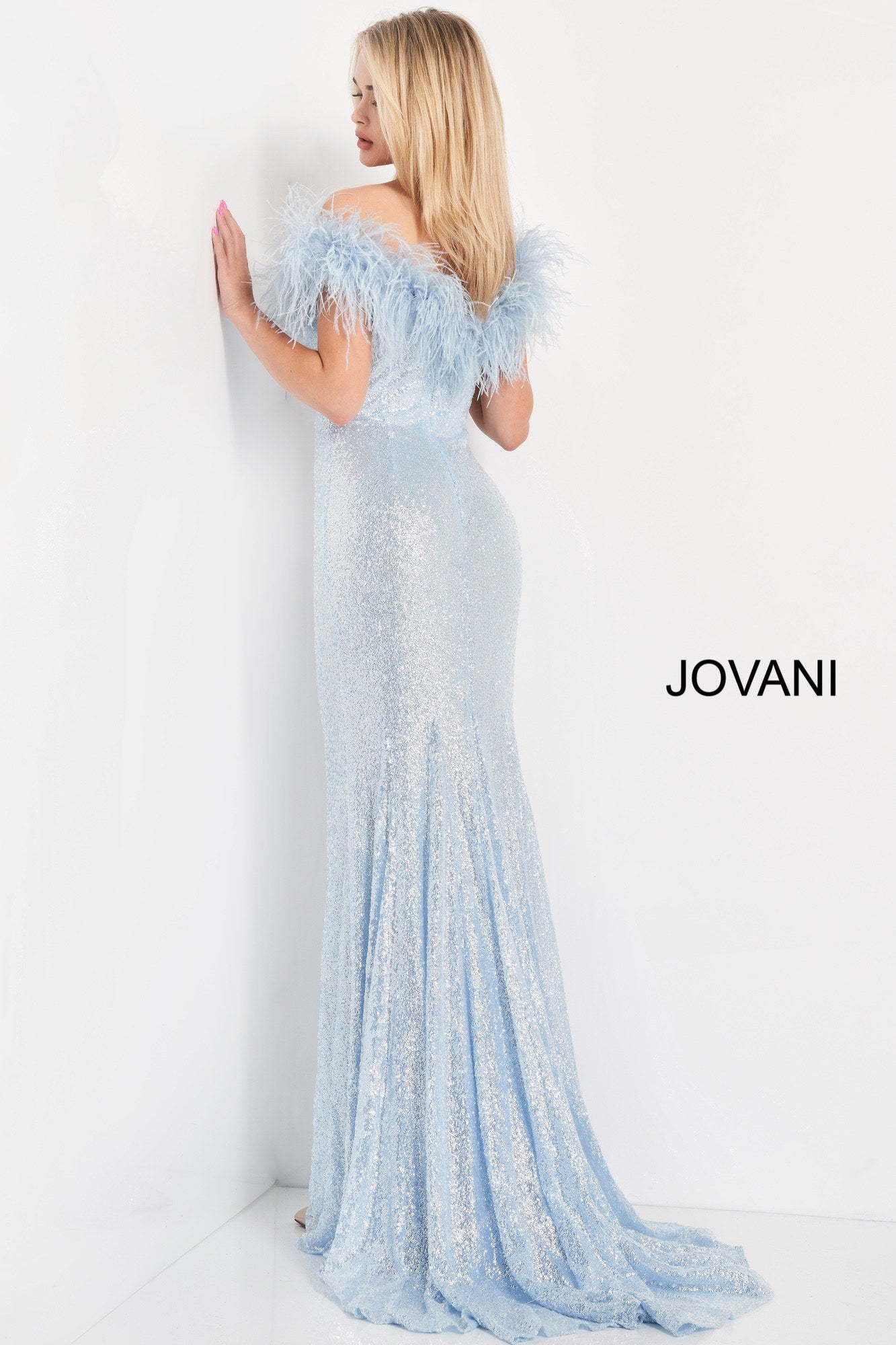 Jovani 06166 is a Long Fitted Sequin Formal Evening Gown. Featuring a Lush Feather Accented sweetheart neckline & off the shoulder straps. This Fit & Flare Pageant & Prom Dress has a stunning sequin sweeping train. Great for any Formal Event! Available Sizes: 00,0,2,4,6,8,10,12,14,16,18,20,22,24  Available Colors: blue, ice pink, ivory, red