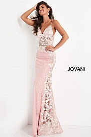 JOVANI 06232 Size 2 Long Fitted Sequin Sheer Corset Floral Prom Dress Sexy Pageant Gown