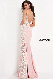JOVANI 06232 Size 2 Long Fitted Sequin Sheer Corset Floral Prom Dress Sexy Pageant Gown