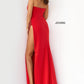Jovani 07138 Prom Dress Strapless V Neckline Embellished High Side Slit Evening Gown