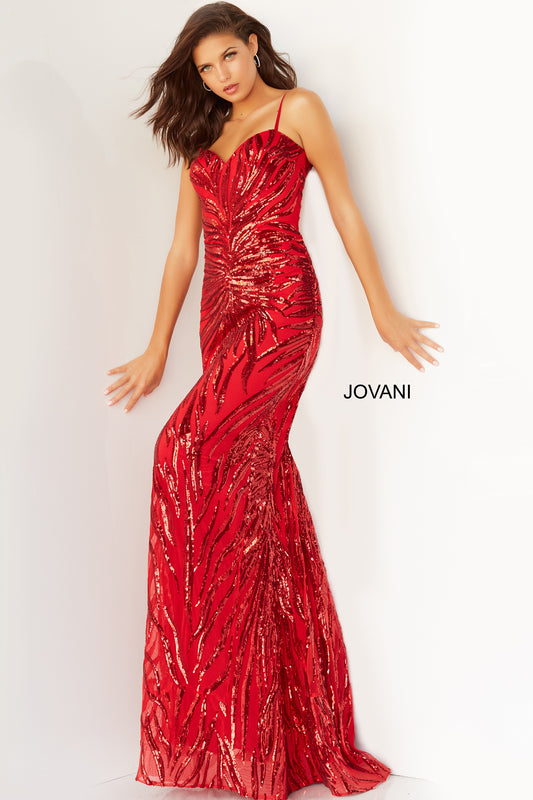 Jovani 08481 Long Straight Sequin Sweetheart Neckline Prom Pageant Gown. If you’re looking for outstanding elegance and sophistication, nothing holds a flame to the glorious shimmering beading of this Jovani Long Red sequin embellished Tie-Back Prom Dress. Built to stay glamorous through the years of specials occasions