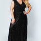 Sydney's Closet CE1801 - Long Sequin Plus Size Prom Dress. Look red-carpet ready in this glamorous plus size floor-length sequin evening gown. This contemporary sleeveless sequin gown design features bra-friendly straps and a sexy V-neckline. Soft knit lining stretches for an oh-so-comfy fit! Soft-draped bodice accentuates your curves. You’ll be photographed like a movie star at Prom, a Military Ball, or Gala. City Lights  Celebrations CE 1801