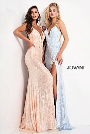 Jovani 1012 Size 10 Hot Pink Prom Dress Sequin Pageant Gown Slit Backless