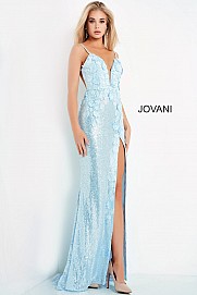 Jovani 1012 Size 10 Hot Pink Prom Dress Sequin Pageant Gown Slit Backless