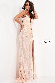 Jovani 1012 Size 10 Hot Pink Prom Dress Sequin Pageant Gown Slit Backless