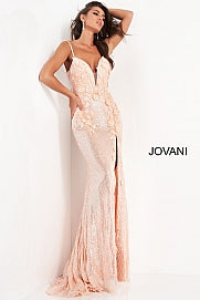 Jovani 1012 Size 10 Hot Pink Prom Dress Sequin Pageant Gown Slit Backless