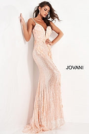 Jovani 1012 Size 10 Hot Pink Prom Dress Sequin Pageant Gown Slit Backless