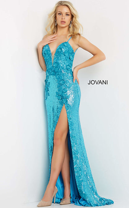 Jovani 1012 Size 10 Hot Pink Prom Dress Sequin Pageant Gown Slit Backless