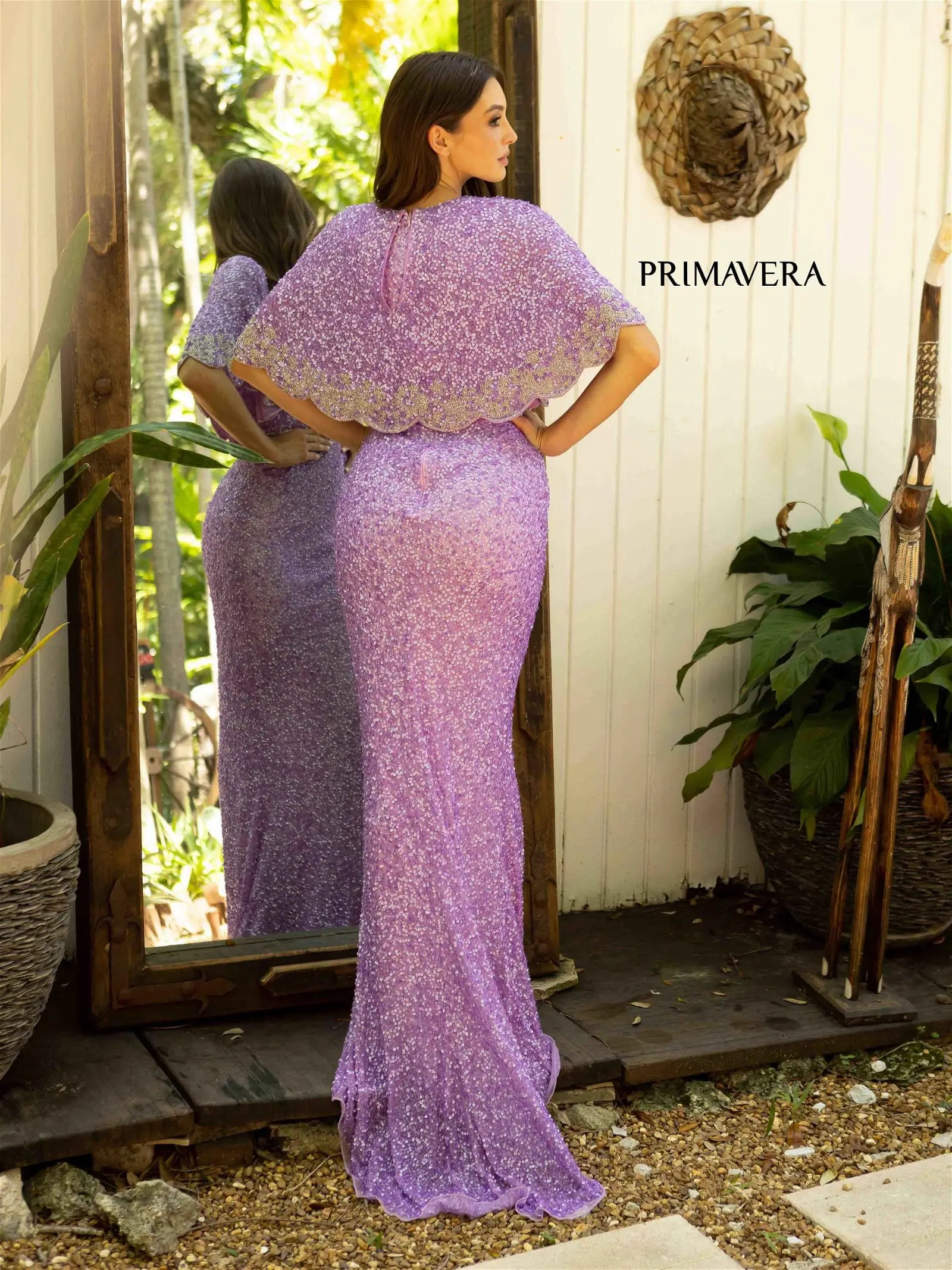 Primavera Couture 12016 Prom Dress Long Beaded Gown. This gown has a jacket that is hand beaded just like the dress.