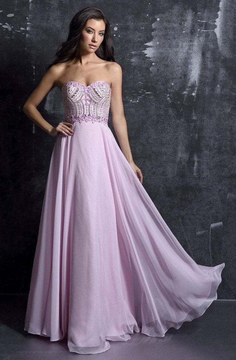 Nina Canacci 1260 Size 2 Long A Line Strapless Pink Prom Dress Embellished Top