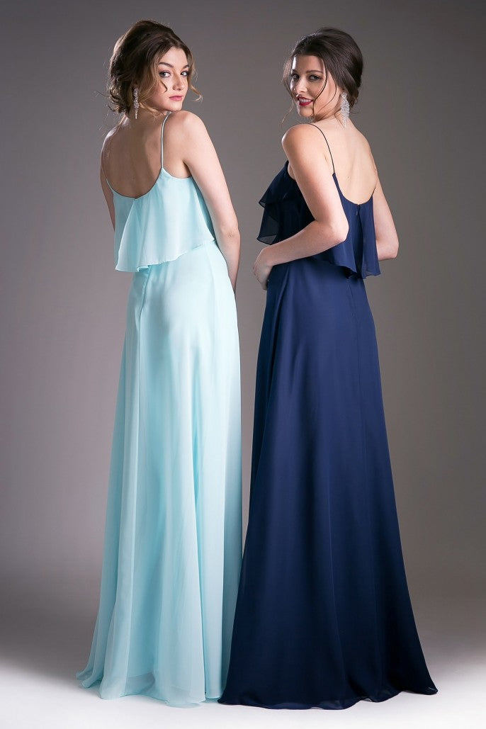 CD 13010 Size 4 Mint Long Chiffon Draped Formal Dress Bridesmaids Mother of Gown